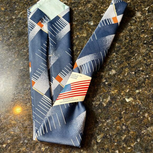 Wembley Other - Wembley Internarional Men's Vintage Blue Geometric Designer Tie